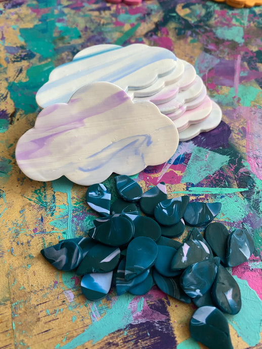 Sky Shapes polymer clay earring drop coming soon
